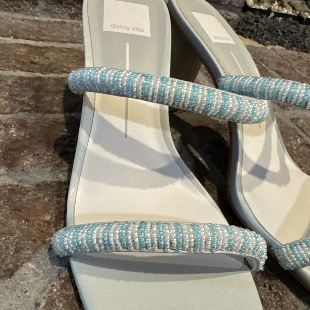 Dolce Vita Womens Nolah Beaded Sandals Mint Multi Leather Block Heel Slides 8.5 - Picture 9 of 15